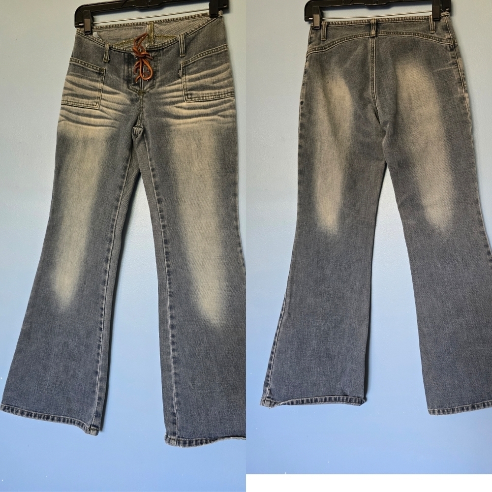 Vntg Freego Womens Y2K Flare Leg Jeans Size 26 Blue